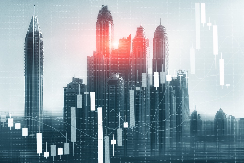 Stock market chart dubai skyline